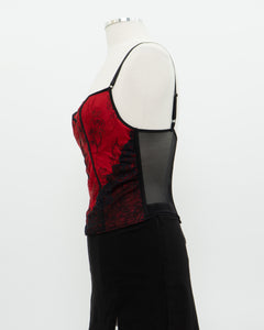 Vintage x Red, Black Lace Corset (34C)