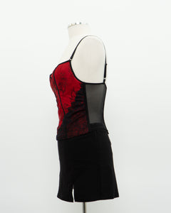 Vintage x Red, Black Lace Corset (34C)