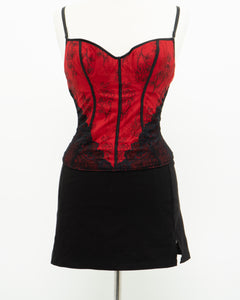 Vintage x Red, Black Lace Corset (34C)