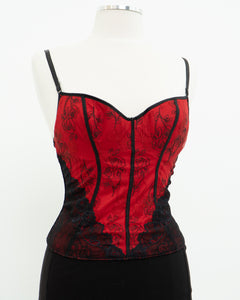 Vintage x Red, Black Lace Corset (34C)