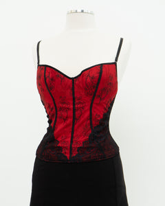 Vintage x Red, Black Lace Corset (34C)