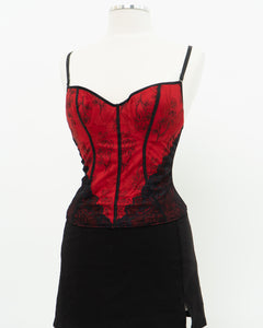 Vintage x Red, Black Lace Corset (34C)