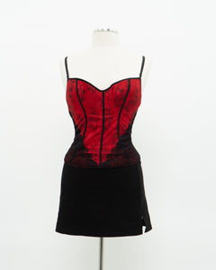 Vintage x Red, Black Lace Corset (34C)