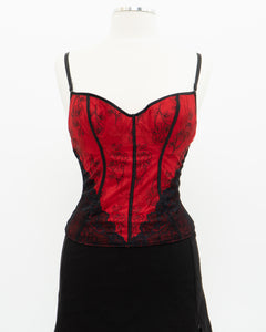 Vintage x Red, Black Lace Corset (34C)