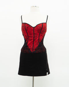 Vintage x Red, Black Lace Corset (34C)