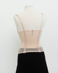 Vintage x Blush Mesh Bow Corset (S, M, B-C Cup)