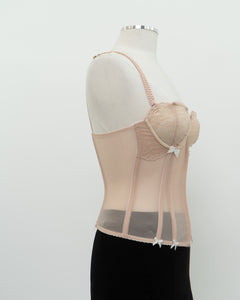 Vintage x Blush Mesh Bow Corset (S, M, B-C Cup)