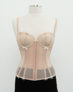 Vintage x Blush Mesh Bow Corset (S, M, B-C Cup)