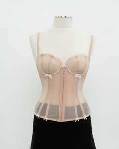 Vintage x Blush Mesh Bow Corset (S, M, B-C Cup)