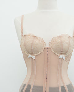 Vintage x Blush Mesh Bow Corset (S, M, B-C Cup)