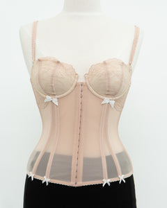 Vintage x Blush Mesh Bow Corset (S, M, B-C Cup)