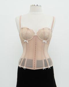 Vintage x Blush Mesh Bow Corset (S, M, B-C Cup)