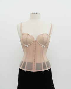 Vintage x Blush Mesh Bow Corset (S, M, B-C Cup)