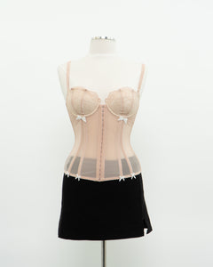 Vintage x Blush Mesh Bow Corset (S, M, B-C Cup)