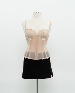 Vintage x Blush Mesh Bow Corset (S, M, B-C Cup)