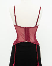 Load image into Gallery viewer, Vintage x Burgundy Mesh Corset (36C)