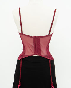 Vintage x Burgundy Mesh Corset (36C)