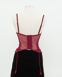 Vintage x Burgundy Mesh Corset (36C)