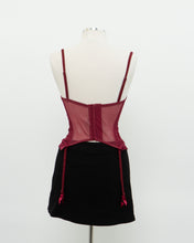 Load image into Gallery viewer, Vintage x Burgundy Mesh Corset (36C)