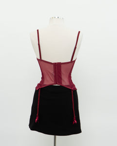 Vintage x Burgundy Mesh Corset (36C)