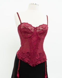 Vintage x Burgundy Mesh Corset (36C)