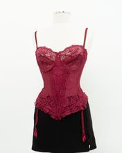 Load image into Gallery viewer, Vintage x Burgundy Mesh Corset (36C)