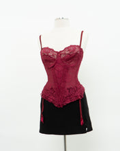 Load image into Gallery viewer, Vintage x Burgundy Mesh Corset (36C)