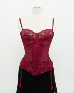 Vintage x Burgundy Mesh Corset (36C)