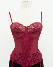 Load image into Gallery viewer, Vintage x Burgundy Mesh Corset (36C)