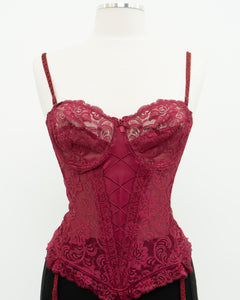 Vintage x Burgundy Mesh Corset (36C)