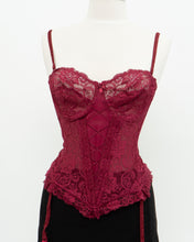 Load image into Gallery viewer, Vintage x Burgundy Mesh Corset (36C)