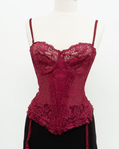 Vintage x Burgundy Mesh Corset (36C)