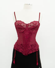 Load image into Gallery viewer, Vintage x Burgundy Mesh Corset (36C)