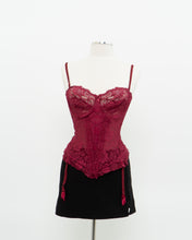 Load image into Gallery viewer, Vintage x Burgundy Mesh Corset (36C)