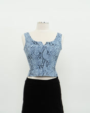 Load image into Gallery viewer, Vintage x Made in USA x Blue Snakeskin Crop (S)