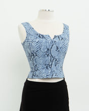 Load image into Gallery viewer, Vintage x Made in USA x Blue Snakeskin Crop (S)