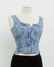 Load image into Gallery viewer, Vintage x Made in USA x Blue Snakeskin Crop (S)