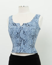 Load image into Gallery viewer, Vintage x Made in USA x Blue Snakeskin Crop (S)