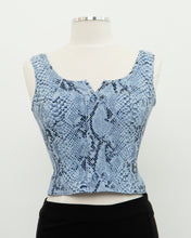 Load image into Gallery viewer, Vintage x Made in USA x Blue Snakeskin Crop (S)