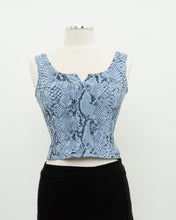 Load image into Gallery viewer, Vintage x Made in USA x Blue Snakeskin Crop (S)