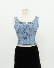 Load image into Gallery viewer, Vintage x Made in USA x Blue Snakeskin Crop (S)