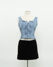 Load image into Gallery viewer, Vintage x Made in USA x Blue Snakeskin Crop (S)