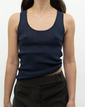 Load image into Gallery viewer, LINE x Navy Ribbed Cotton-Blend Tank (XS)