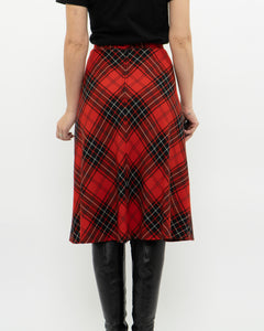 Vintage x Made in Canada x HIGHLAND QUEEN Red Wool Plaid Skirt (XS, S)