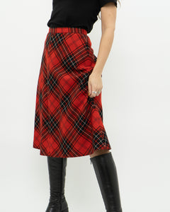 Vintage x Made in Canada x HIGHLAND QUEEN Red Wool Plaid Skirt (XS, S)