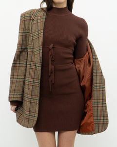 Modern x Open-Back Brown Fine Knit Dress (XS, S)