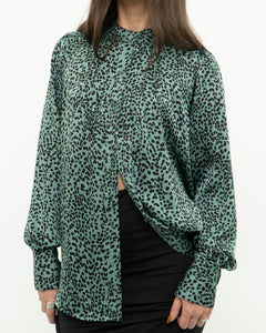 EQUIPMENT x Green Cheetah Blouse (XS, S)