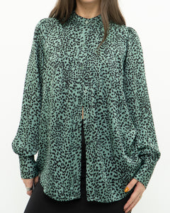 EQUIPMENT x Green Cheetah Blouse (XS, S)