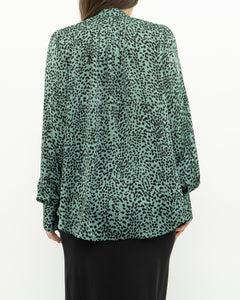 EQUIPMENT x Green Cheetah Blouse (XS, S)