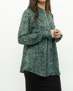 EQUIPMENT x Green Cheetah Blouse (XS, S)